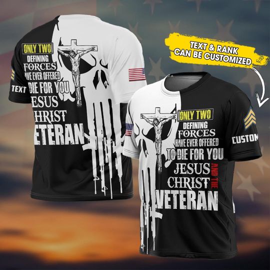 3D Custom T-Shirt with Religious and Veteran Design
