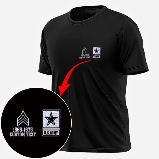 Custom US Military Embroidered T-Shirt