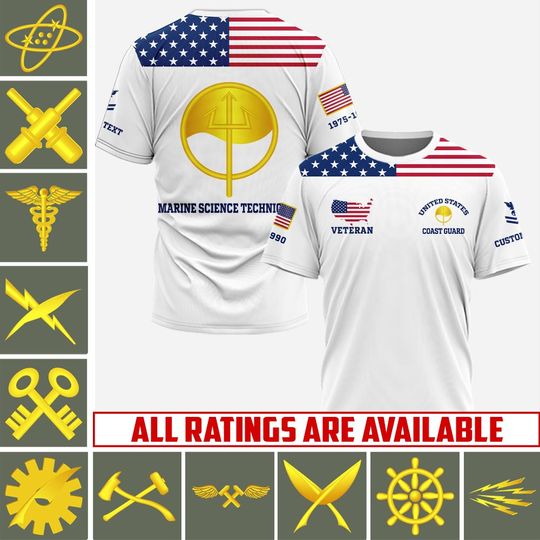 Customized Coast Guard Ratings 3D T-Shirt