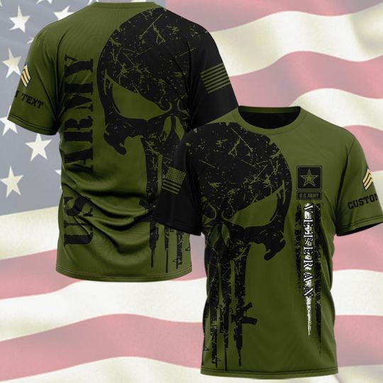 Customized US Veterans Punisher 3D T-Shirt