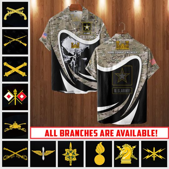 Customized Army Branches US Flag Hawaiian shirt