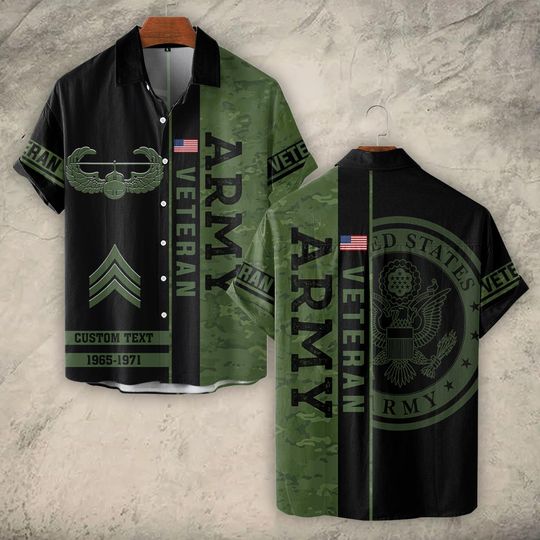 Customized US Army Badges Veteran Proudly Served Hawaiian Shirt