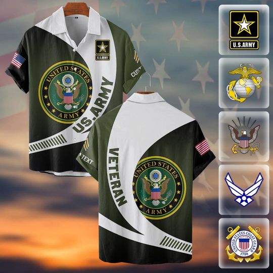 Customized U.S Veteran Proudly Served Hawaiian Shirt