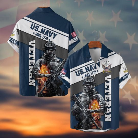 Customized US Navy Veteran Shirts Hawaiian Shirt