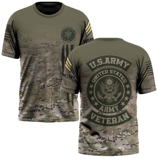 US Army Veteran Camouflage Fade Design 3D shirt