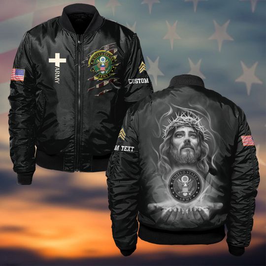 Customized One Nation Under God U.S VeteranBomber Jacket
