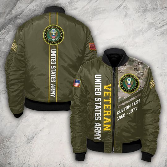 Customized US Veteran Camouflage Bomber Jacket
