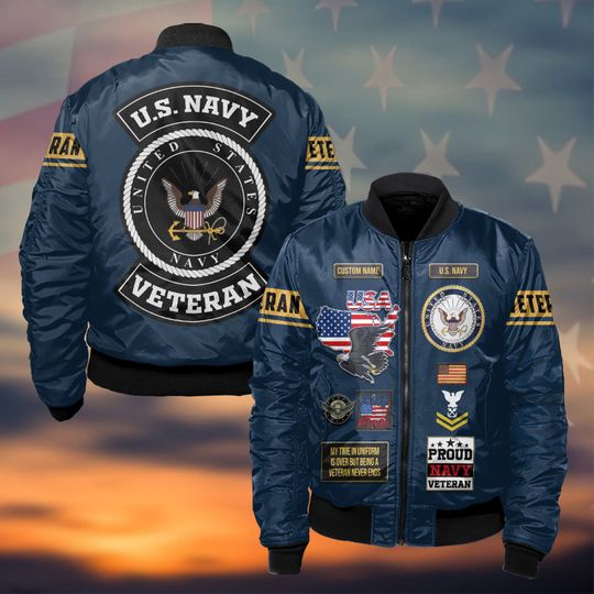 Customized US Navy Veteran Bomber Jacket