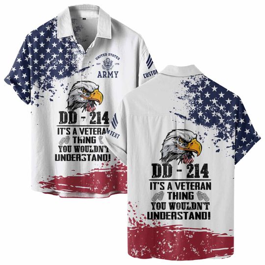 Customized DD-214 Short Sleeve Button Shirt x “It’s A Veteran Thing You Wouldn’t Understand” Hawaiian Shirt