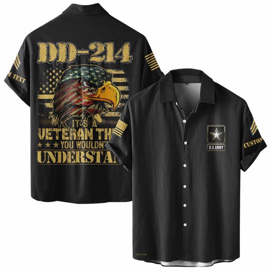 Customized DD-214 Veteran Short Sleeve Button Shirt Hawaiian Shirt