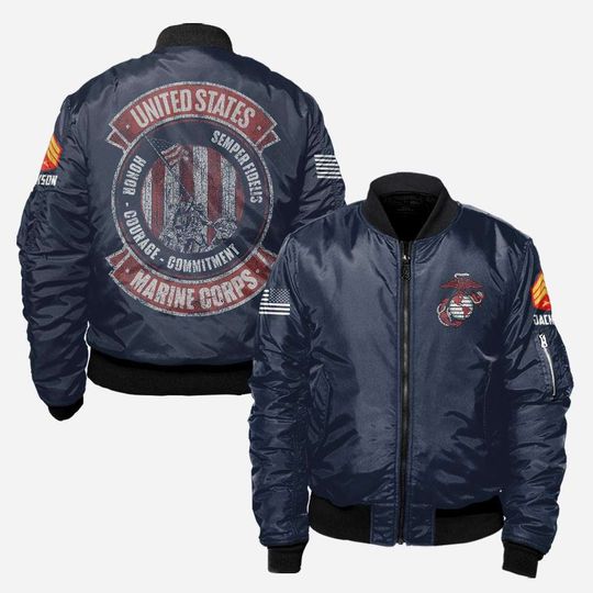 Customized U.S. Military – Honor – Courage – Commitment Bomber Jacket