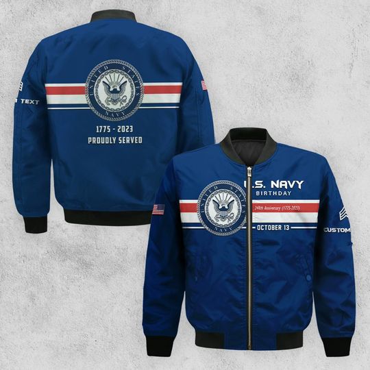 Customized U.S Navy 248th Birthday Anniversary 1775 – 2023, Bomber Jacket