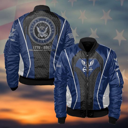 Customized U.S Navy Birthday 248th Anniversary Proudly Served Bomber Jacket