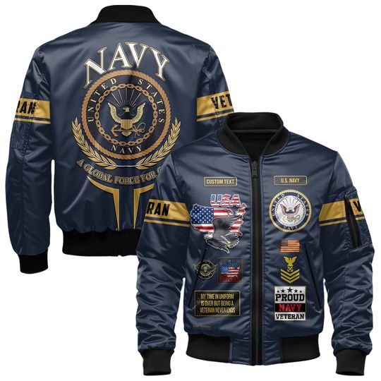Customized U.S Navy Proudly Served Bomber Jacket