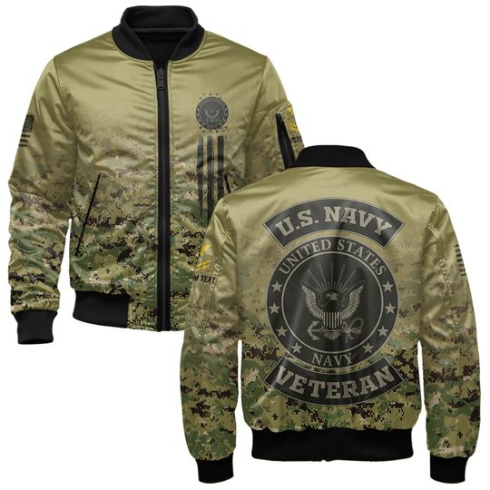 US Navy Veteran Camouflage Fade Design Bomber Jacket