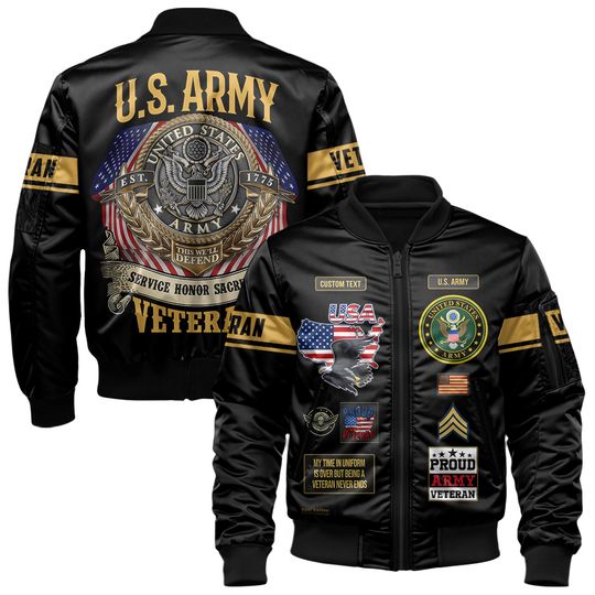 Customized U.S Veteran Proudly Served Bomber Jacket