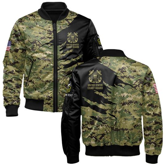 Customized Camouflage U.S. Coast Guard Bomber Jacket