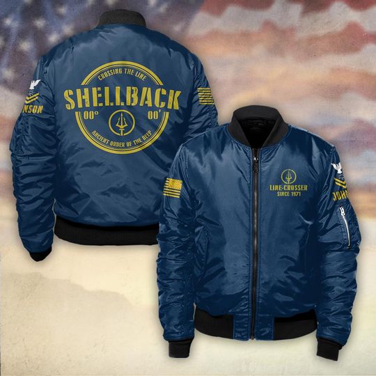 US Navy Shellback Crossing The Line Ancient Order Of The Deep Bomber Jacket