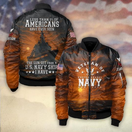 Less Than 1% Of Americans Have Ever Seen The Sunset From A U.S. Navy Ship I Have - Bomber Jacket