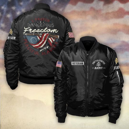 Customized I Prefer Dangerous Freedom Over Peaceful Slavery - Bomber Jacket
