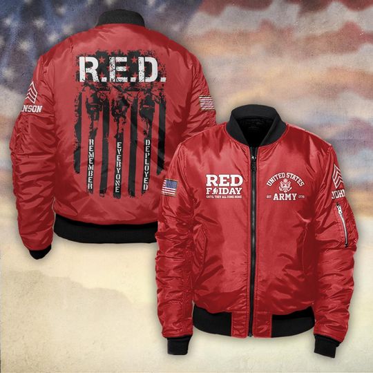Customized RED Friday Until They All Come Home - Bomber Jacket