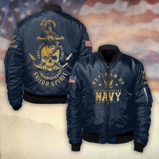 US Navy Born Free – Die Free Sailor Spirit - Bomber Jacket