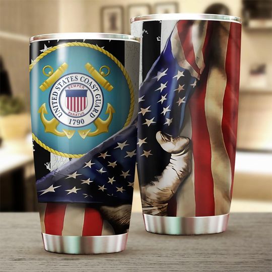 Amrican Flag US Coast Guard Tumbler Stainless Steel Tumbler