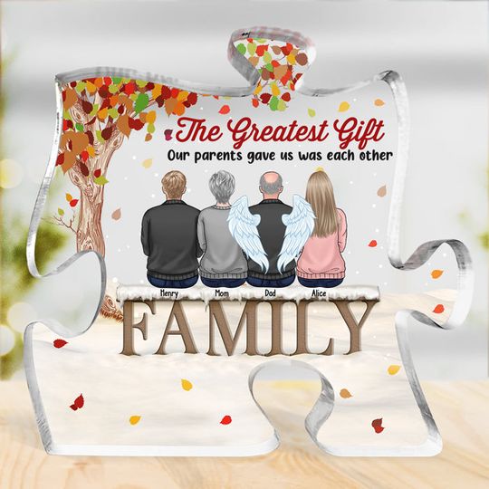 No Greater Gift Than Family Love - Family Personalized Custom Puzzle Shaped Acrylic Plaque