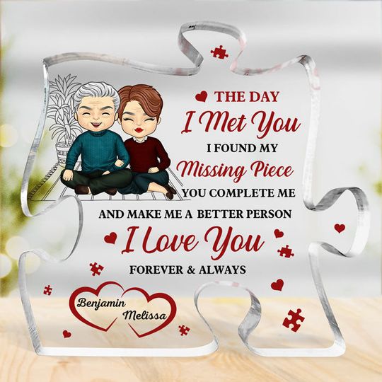You Complete Me & Make Me A Better Person - Couple Puzzle Shaped Acrylic Plaque
