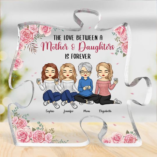 The Love Between Us Is Forever - Family  Custom Puzzle Shaped Acrylic Plaque