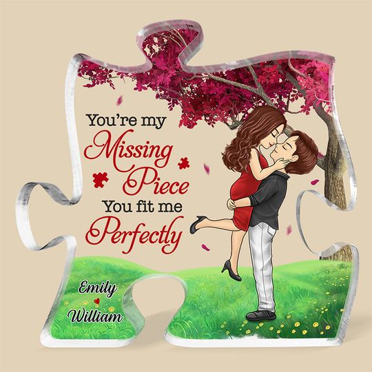 You Complete Me And Make Me A Better Person - Couple Custom Puzzle Shaped Acrylic Plaque