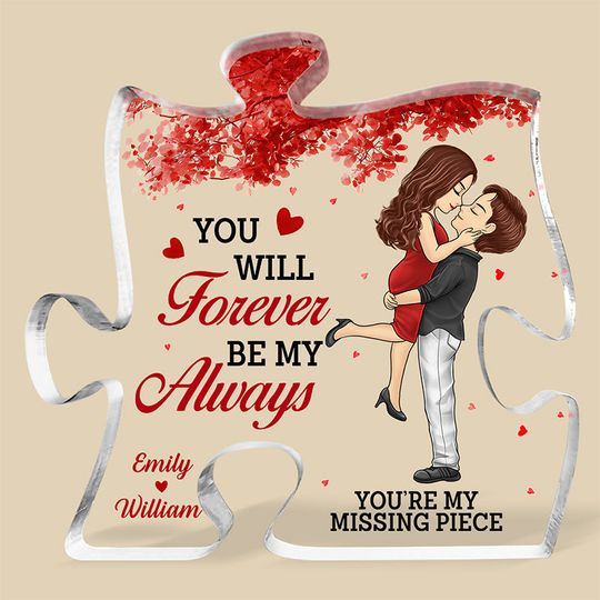From Our First Kiss Till Our Last Breath - Couple Custom Puzzle Shaped Acrylic Plaque