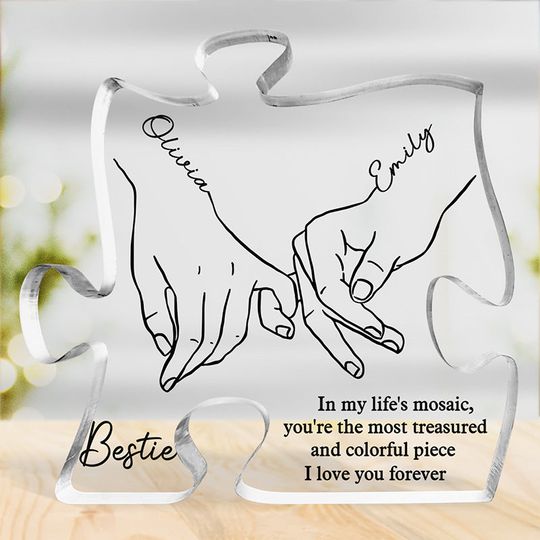I'll Be There Pinky Promise - Bestie Personalized Custom Puzzle Shaped Acrylic Plaque