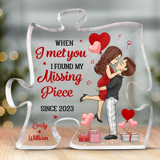 You Are The Missing Piece To My Heart - Couple Custom Puzzle Shaped Acrylic Plaque