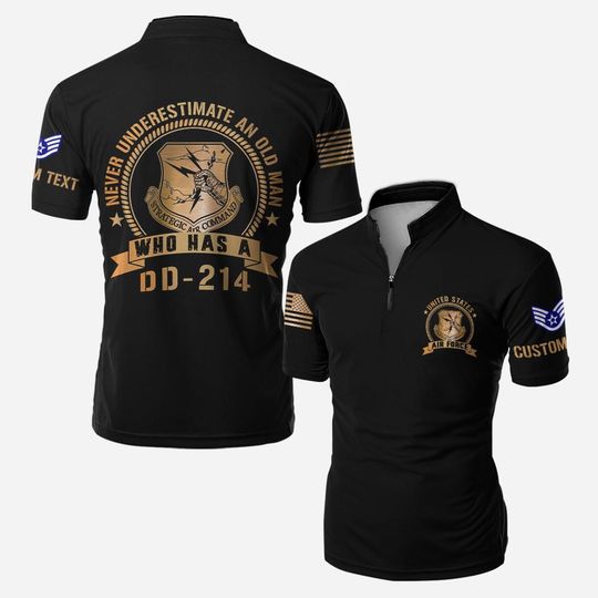 Customized USAF Command Bowling Jersey - Never Underestimate An Old Man With A DD-214