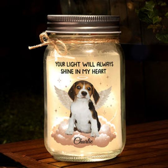 Custom Photo Forever In My Heart - Memorial Personalized Custom Mason Jar Light