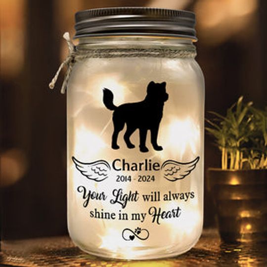 Your Light Will Always Shine In My Heart - Memorial Personalized Custom Mason Jar Light