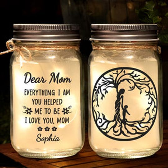 A Mother’s Love Is Everything - Family Personalized Custom Mason Jar Light
