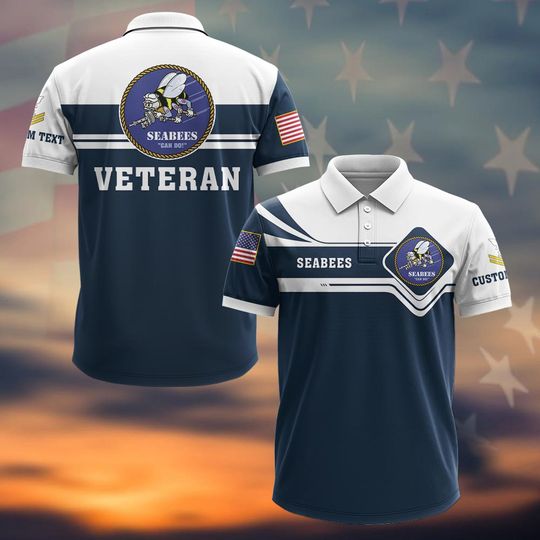Customized Navy Seabees Veteran Polo Shirt