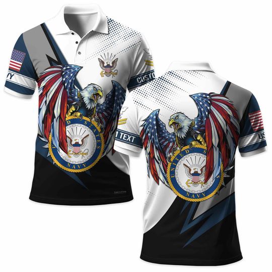Customized US Navy Veteran Polo Shirt