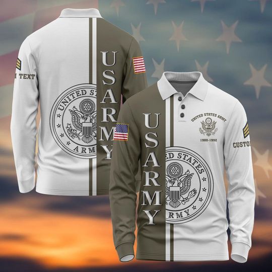 Men's Long Sleeve Polo Shirt with US Veteran Design