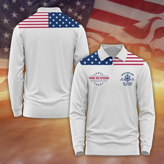 Customized Thank You Veterans Men's Long Sleeve Polo Shirt