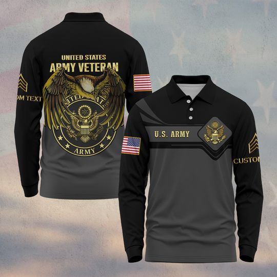 Men's Long Sleeve Polo Shirt - Customized U.S. Veteran