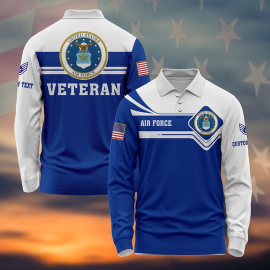 Customized U.S. AF Veteran Long Sleeve Polo Shirt
