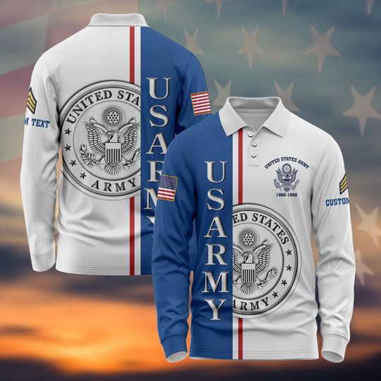 Customized Veteran Men's Long Sleeve Polo Shirt