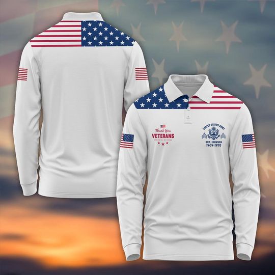 Men's Long Sleeve Polo Shirt Customized Thank You Veterans Never Forget
