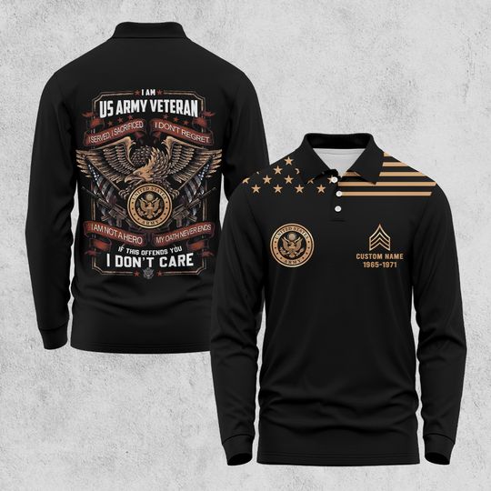Men's Long Sleeve Polo Shirt Custom I Am US Veteran