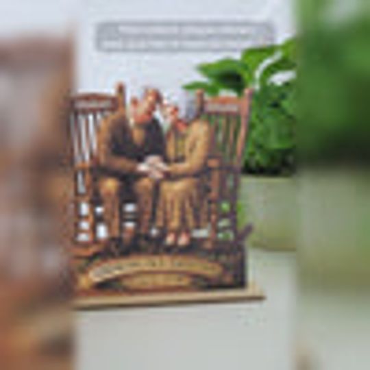 Love That Grows With Time - Couple Personalized Custom Shaped 2-Layered Wooden Plaque With Flat Stand - House Warming Gift For Husband Wife, Anniversary