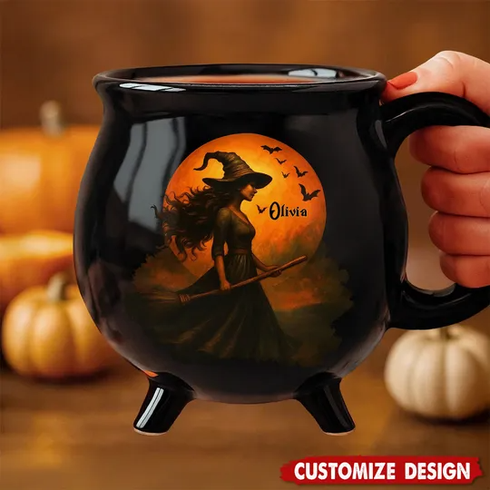 Custom Witch Cauldron Coffee Mug - New Arrival, Personalized Halloween Witchy Gifts