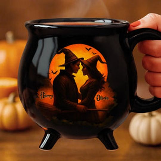 Custom Witch Cauldron Mug - Personalized Anniversary Halloween Witchy Gifts